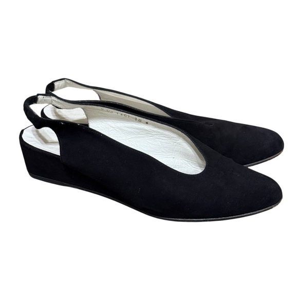 Robert Clergerie Black Suede Slingback Wedge Flats Made in France 6.5 - Picture 1 of 7